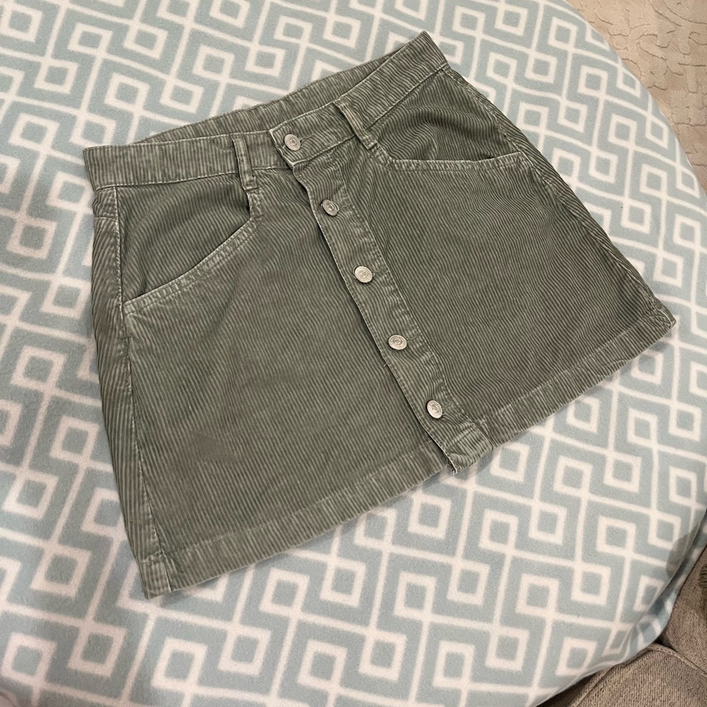 Free People Green Corduroy Mini Skirt